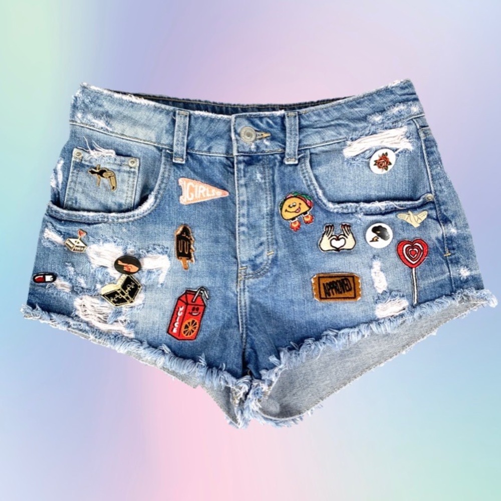 Zara Patched Jean Shorts